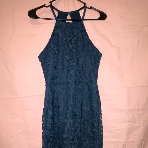 Francesca's Collections Lace Midi Dress in Blue - Picture 1 of 3